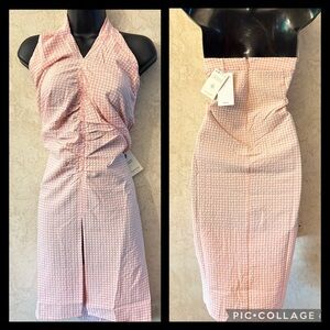 Mango Peach Gingham Halter Dress
